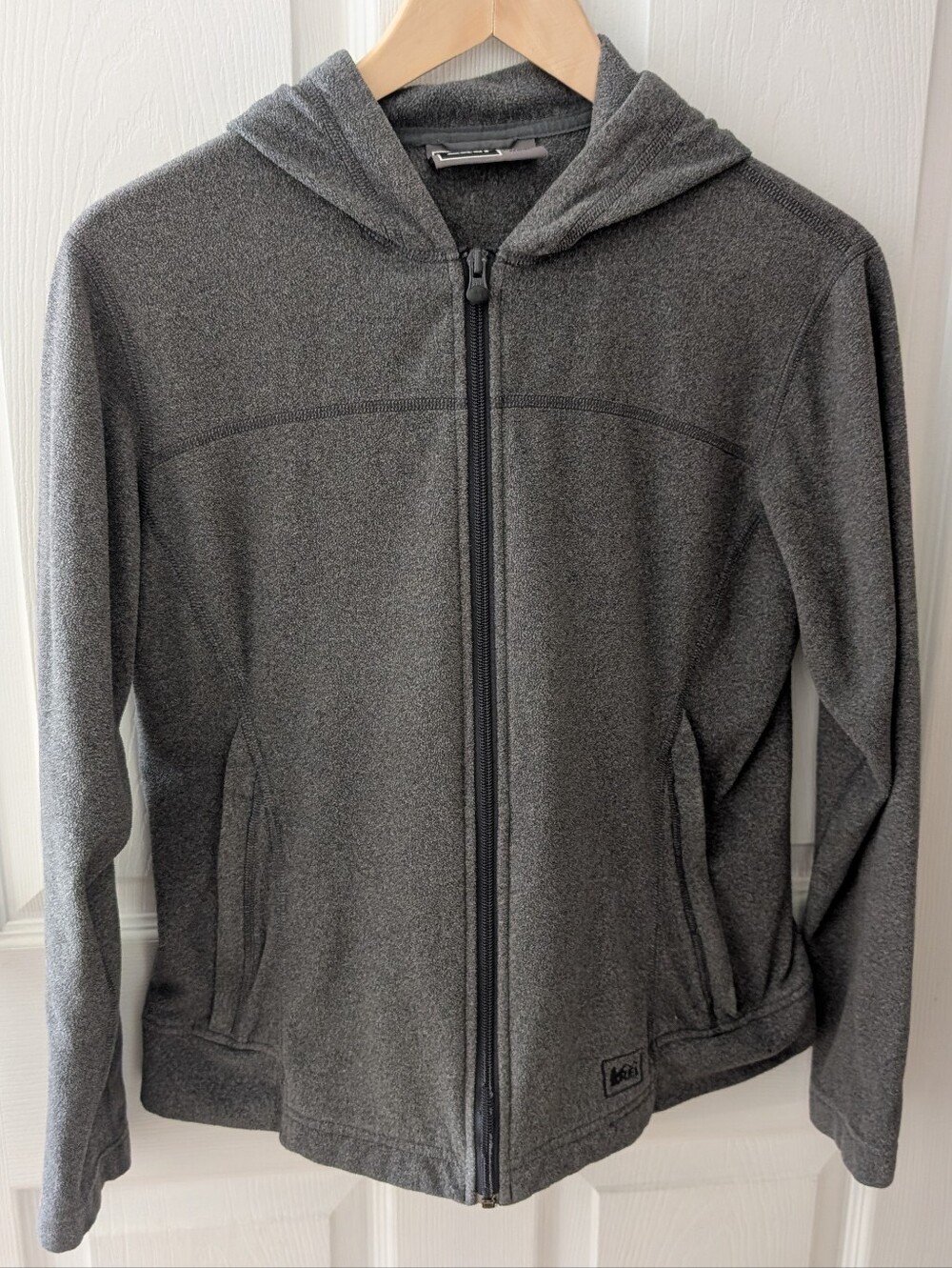 REI Charcoal Gray Full-Zip Hooded Fleece Jacket